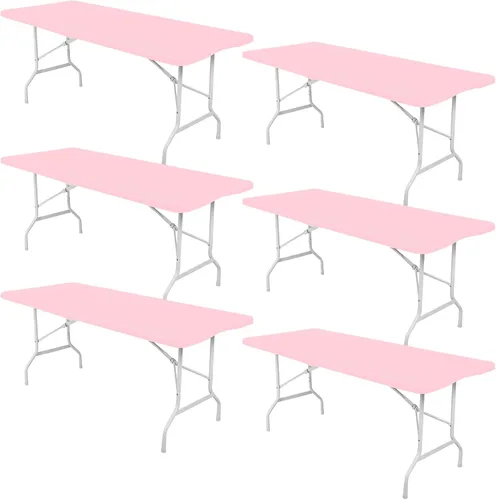 Miniatura 9 de Paquete de 6 manteles rectangulares de elastano para mesas rectangulares de 6 pies, mantel elástico ajustable lavable con borde elástico