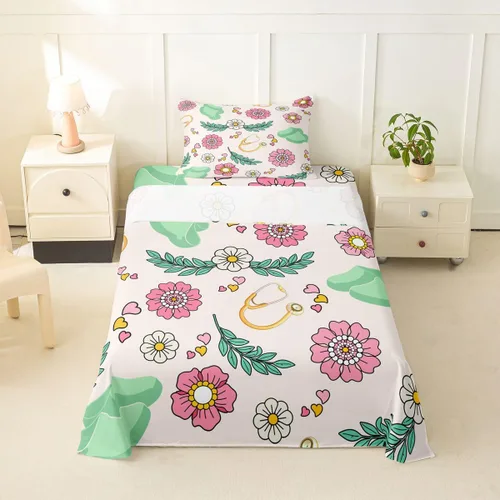 Miniatura 42 de Erosebridal Nurse Sheet Set Stethoscope Twin Sheets Set for Teen Boys,Colorful Medical Healthcare Heartbeat Syringe Fitted Sheet