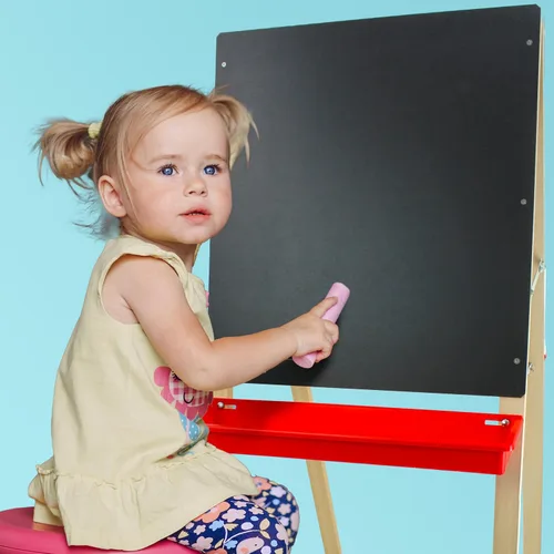 Miniatura 3 de Flipside Products Pizarra negra para niños y caballete blanco de borrado en seco, plegable para niños, dibujo en aula, pizarra blanca