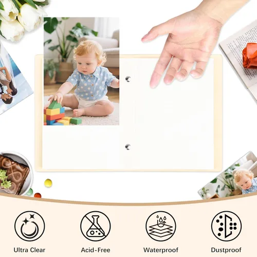 Miniatura 4 de Aevdor Paquete de 2 álbumes de fotos pequeños de 4 x 6 pulgadas, cubierta de cuero, cada paquete tiene capacidad para 52 imágenes verticales, álbum