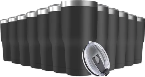 Miniatura 9 de Taza de viaje de acero inoxidable de 30 onzas con tapa, paquete de 16 vasos a granel aislados al vacío de doble pared, taza de café