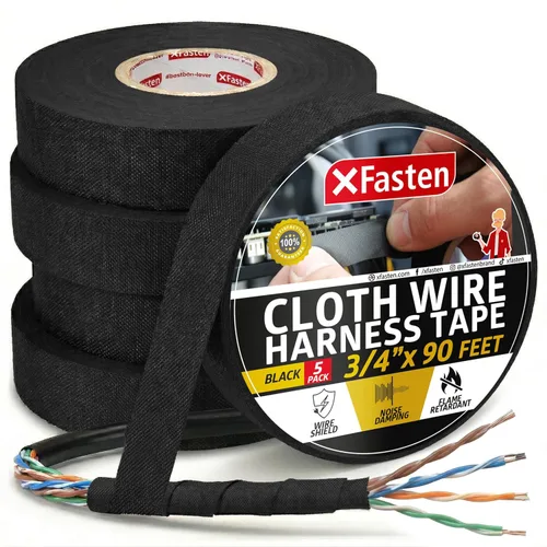 Miniatura 14 de XFasten Cinta de arnés de cables, 3/4 pulgadas x 90 pies, arnés de cableado de alta temperatura, cinta eléctrica de tela de fieltro autoadhesiva