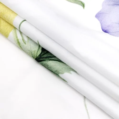 Miniatura 6 de HVEST Cortina de ducha floral azul y amarillo con ganchos, flores de primavera y mariposa sobre blanco, cortinas de ducha para decoración de baño