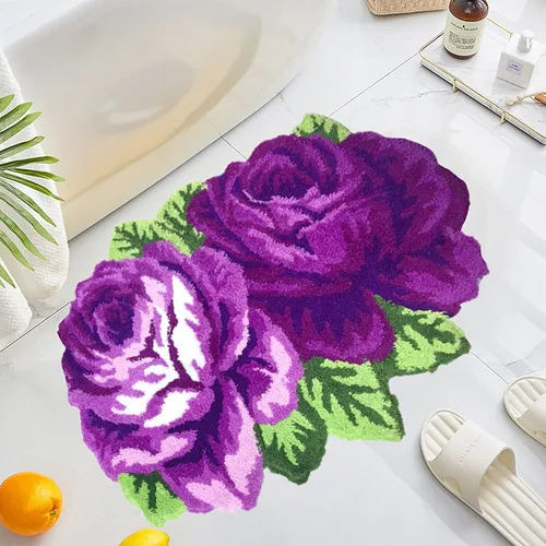 Miniatura 28 de UKELER Alfombras de baño con rosas rojas para baño, antideslizantes, absorbentes, alfombras de cocina, peludas, suaves, para dormitorio de niñas