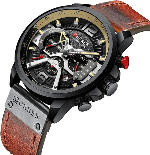 Miniatura 3 de CURREN - Reloj analógico de cuarzo para hombre, reloj de pulsera con correa de piel, resistente al gua y a la moda