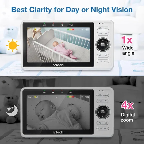 Miniatura 6 de VTech Monitor inteligente WiFi para bebés: mira a tu bebé en casa o desde cualquier lugar, aplicación gratuita, cámara de 1080p, pantalla de 5