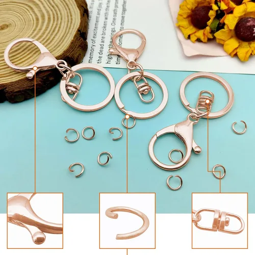 Miniatura 4 de 30 llaveros con cierre de langosta para la fabricación de joyas, broches giratorios de gatillo con cierres giratorios, clips de gancho, anillo