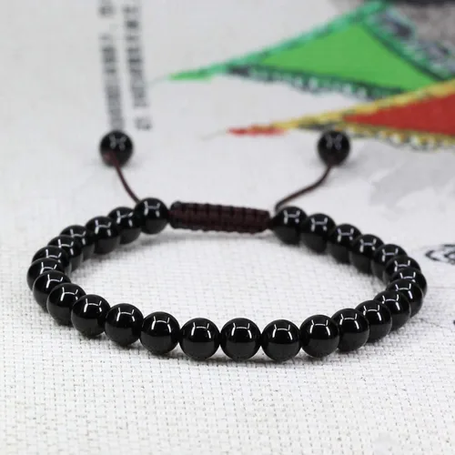 Miniatura 3 de Natural Gemstone 6mm Round Beads Adjustable Braided Macrame Tassels Chakra Reiki Bracelet