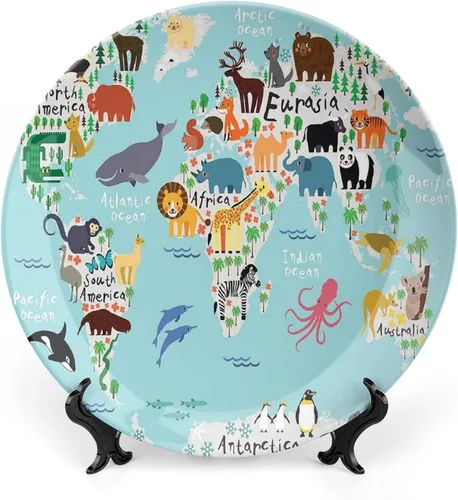 Miniatura 14 de XISUNYA Plato decorativo de 6 pulgadas, cerámica para niños, pingüinos de esquí en tablas de snowboard, deportes de invierno, impresión temática