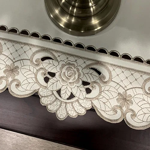 Miniatura 3 de Caminos de mesa de macramé para fiesta, camino de mesa calado de encaje con bordado floral rectangular, bufanda decorativa para mesa, decoraciones