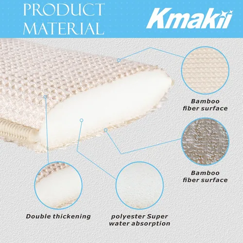 Miniatura 3 de KMAKII Esponjas de cocina de bambú, esponja para platos, esponjas de limpieza súper absorbentes, paquete de 12
