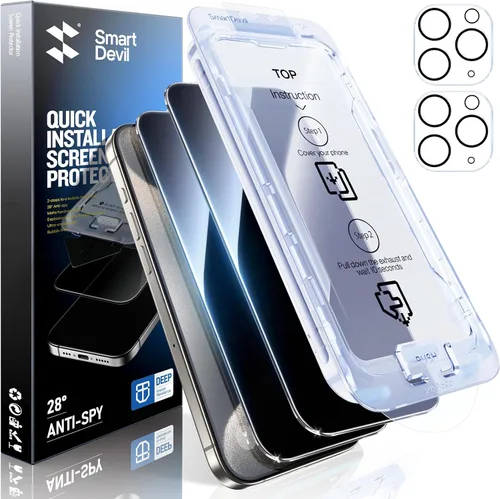 Miniatura 8 de SMARTDEVIL Paquete de 2+2 protectores de pantalla transparente HD para iPhone 17 Pro Max con 2 protectores de lente de cámara, vidrio templado 9H