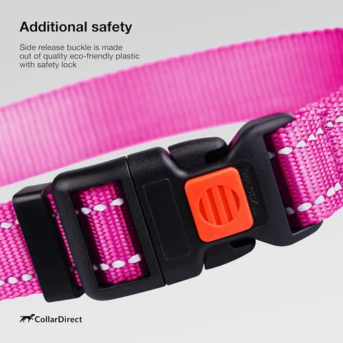 Miniatura 3 de CollarDirect - Collar de seguridad reflejante para perro, con hebilla ajustable de nailon, para perros pequeños, medianos, grandes, en color rosa