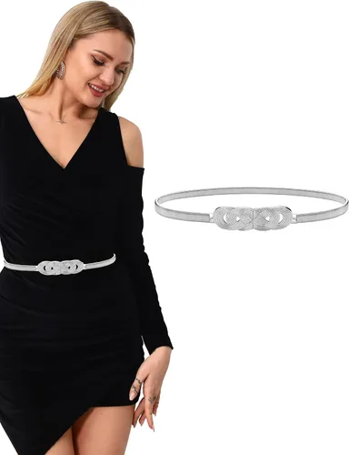 Miniatura 2 de onenine Cinturón de oro para vestido de mujer, cinturón de cadena colgante elástico, cinturón de cadena de oro, oro y plata