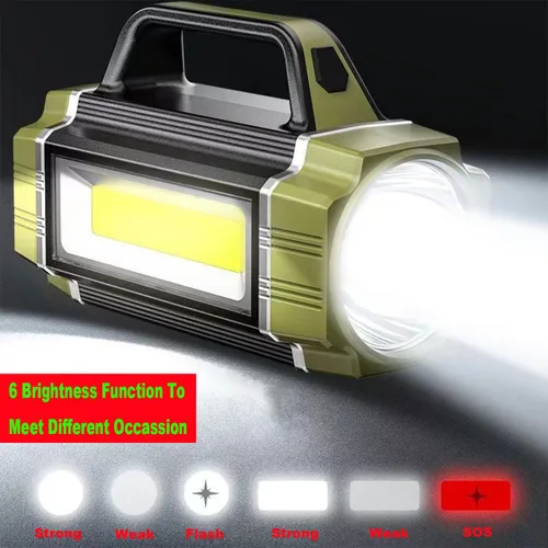 Miniatura 2 de Foco LED solar recargable, súper brillante 13000 lúmenes, reflector LED de mano, linterna de campamento multifunción, 6 modos de luz, IPX4 Negro