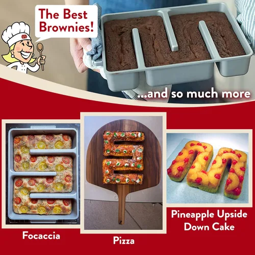 Miniatura 9 de Molde Baker's Edge para brownie – El Original – revestimiento antiadherente duradero, estructura de aluminio fundido de calibre pesado, 9 x 12