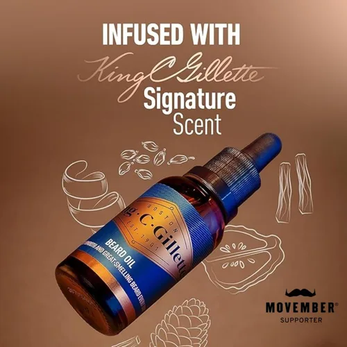 Miniatura 2 de King C. Gillette Aceite para barba para hombres – Argán, Jojoba, aguacate, semillas de macadamia y aceites de almendras – Hidrata y suaviza la barba