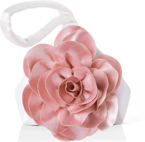 Miniatura 11 de BABEYOND Bolsos de mano para mujer, bolsos de noche de satén con flores, bolso de pulsera elegante para fiestas, uso diario, boda
