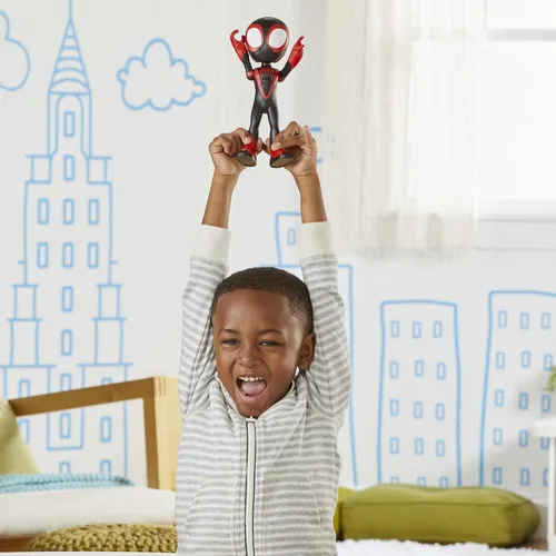 Miniatura 7 de Spidey and His Amazing Friends - Figura de acción supersized de 9 pulgadas de Miles Morales: Spider-Man con cabeza y brazos posables, accesorio