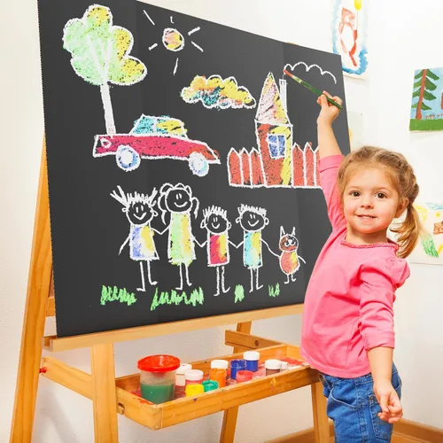 Miniatura 6 de AKONEGE Paquete de 2 tableros de póster triples de 36 x 48 pulgadas para presentación, cartón corrugado negro grande, triple, para ferias