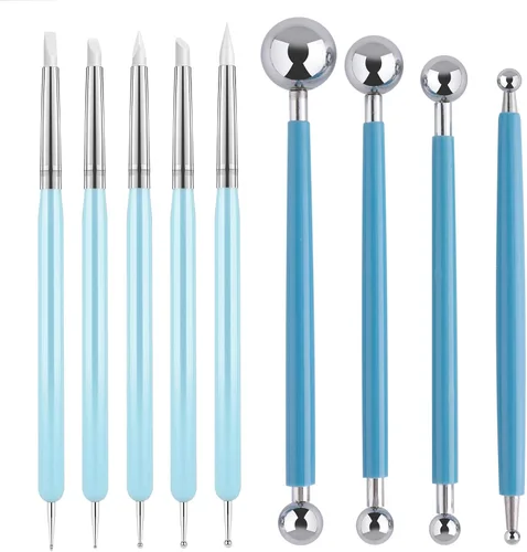 Miniatura 10 de Herramientas de arcilla para esculpir, kit de herramientas de tallado de polímero de doble cara, juego de herramientas de cerámica de madera