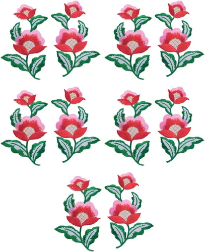 Miniatura 8 de 5 pares de flores florales para planchar con parche bordado de vid verde para cuello, vestido, zapatos, jeans, accesorios de costura (amarillo)