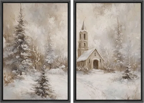 Miniatura 120 de MUDECOR Lienzo enmarcado para pared, bosque brumoso, reflejos, paisaje tranquilo, ilustraciones modernas, arte decorativo, bohemio, tranquilo/zen
