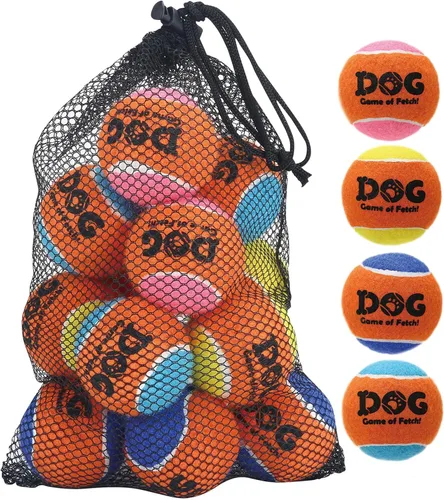 AMA SPORT Pelotas de tenis chirriantes para perros de 2.0 pulgadas, pelotas de tenis para perros pequeños para lanzar y buscar, juguetes para