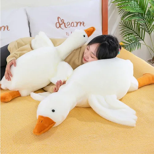 Miniatura 7 de NatureMan Peluche de ganso de 33.4 pulgadas, juguete de peluche de ganso muy grande, lindo cojín de felpa de ganso blanco, súper suave para todas