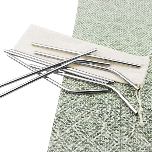 Miniatura 5 de Pajitas de metal de colores para leche y té, reutilizables, de acero inoxidable 304 con cepillo y bolsa de limpieza
