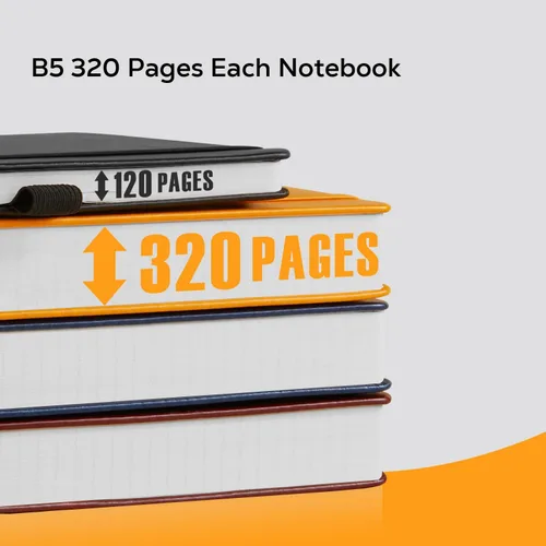 Miniatura 3 de FOCUS DAY Cuaderno de Cuero con Páginas Rayadas, 320 Páginas Cuaderno de Tapa Dura para Escribir y Tomar Notas para Mujeres y Hombres, B5