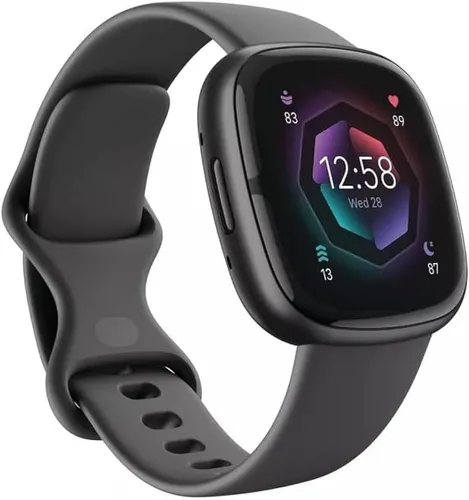 Fitbit Sense 2 Advanced Health and Fitness Smart Watch (gris/grafito) con control del estrés, ECG, SpO2, GPS, correas de 2 tamaños, paquete con base