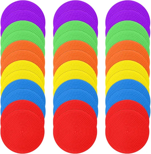 Miniatura 10 de Marcadores de puntos de polietileno para suelo de gimnasio de 4.72 pulgadas, 6 pulgadas, 9 pulgadas, 24 unidades, puntos de goma antideslizantes