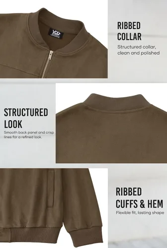 Miniatura 6 de Chaqueta bomber para hombre, de gamuza sintética, peso medio, casual, con cremallera completa, abrigo de vuelo (S-XXL)