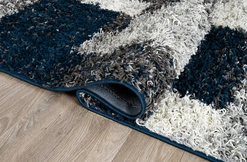 Miniatura 5 de Rugshop Alfombra de felpa de cuadros modernos desgastados azul marino, no desprende pelusa, suave para sala de estar, comedor y oficina, 7 pies 10