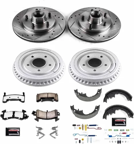 Miniatura 2 de Power Stop K15025DK-36 Kit de freno delantero y trasero Z36 para camión y remolque, pastillas de freno de cerámica de fibra de carbono y tambores
