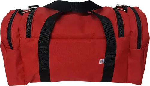 Miniatura 16 de Bolsa de lona triple grande con apertura en U, bolsillo frontal y dos compartimentos laterales, perfecta bolsa de cabina fabricada en Estados Unidos.