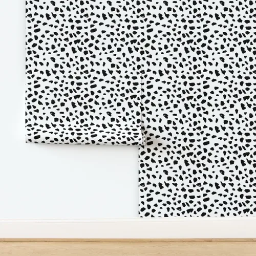 Miniatura 4 de Spoonflower Papel tapiz para despegar y pegar, blanco y negro, puntos de dálmata, puntos de leopardo, piel de animal, género, neutro, impresión