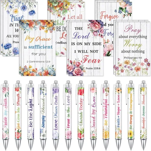 Miniatura 13 de Colarr 24 juegos de regalos cristianos a granel para mujeres, bolígrafos con versículos bíblicos de Navidad, cuadernos, bolígrafos religiosos