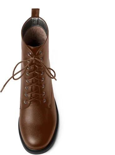 Miniatura 128 de ROSERWISH Botas altas de tacón bajo y grueso para mujer, con cordones, cómodas, modernas, con puntera redonda, de 2.5 pulgadas