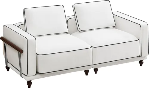 Miniatura 19 de Sofá biplaza modular de 80 pulgadas, sofá modular Cloud con reposabrazos y patas de madera, cómodo sofá tapizado de 2 plazas para sala de estar