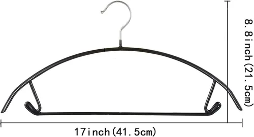 Miniatura 5 de Perchas de Metal con Revestimiento de PVC Premium Paquete de 20, Resistentes, Antideslizantes Delgadas, Perchas para Chaquetas de Traje y Camisetas