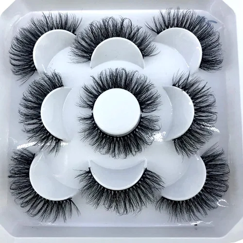 Miniatura 46 de 5 pares de pestañas postizas de visón 3D de 0.98 pulgadas a granel, con caja personalizada, pestañas postizas naturales finas al por mayor (ML-07)