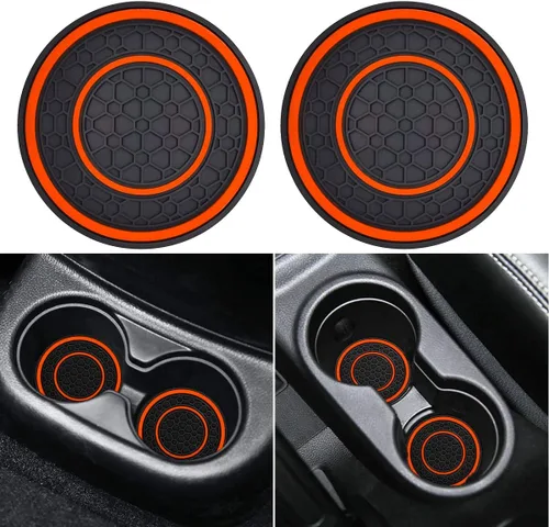 Miniatura 8 de Auprite Portavasos para automóvil, paquete de 2 posavasos universales antideslizantes para automóvil, accesorios para el interior del automóvil Negro