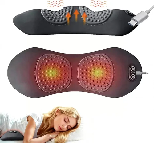 Cojín eléctrico de apoyo lumbar 3 en 1 con calor, vibración y elevación de bolsa de aire, dispositivo estirador de espalda con cable para aliviar el