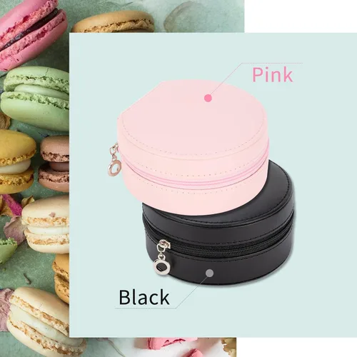 Miniatura 7 de Smileshe Joyero de viaje, mini organizador portátil con cremallera, de piel sintética, pequeñas cajas de almacenamiento para anillos, aretes