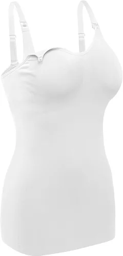 Miniatura 5 de Camisetas sin mangas de maternidad para mujer con brasier integrado para lactancia materna, paquete de 4