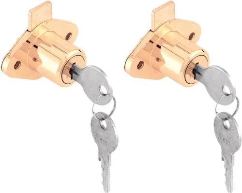 Miniatura 3 de Prime-Line U 9947 cerradura de armario y gaveta, 7/8 pulgadas de diámetro externo, fundido a presión, enchapado en latón
