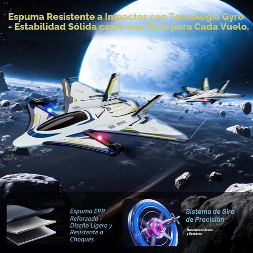 Miniatura 5 de DEERC 4CH Avión RC sin escobillas, avión de control remoto de ciencia ficción con luces LED RTF, juguetes de aviones acrobáticos, estabilizador