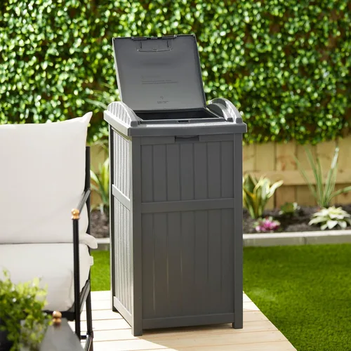 Miniatura 8 de Suncast Paquete de 4 contenedores de basura para exteriores con tapa con pestillo, capacidad de 33 galones Ciberespacio
